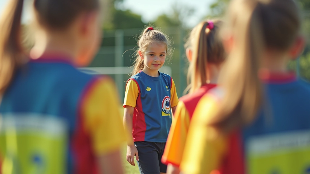 Children of various ages participating in organized sports training with coach instruction and teamwork
