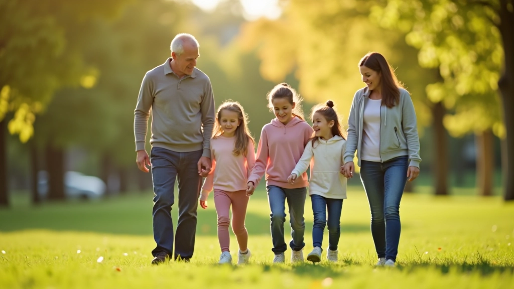 Family participating in outdoor sports activity together, children playing with adults in a park setting